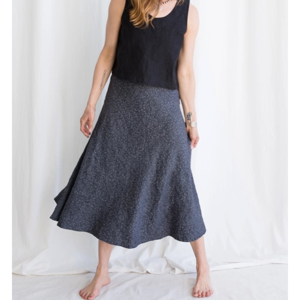 Maiwa Marrakech Bias Skirt in Grey Linen
